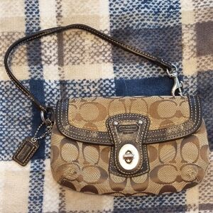 Coach Brown and Tan Signature Clutch